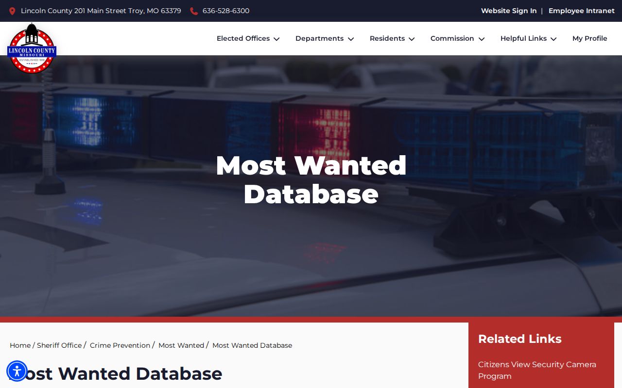 Lincoln County Sheriff official Most Wanted program resources